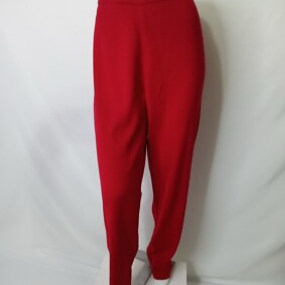 St. John Red Tapered Trousers High-Waisted